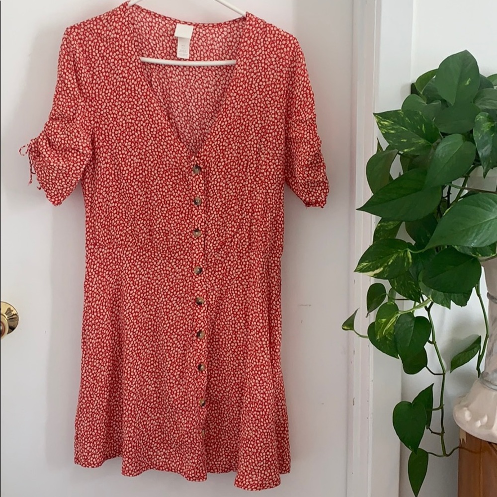 floral button down dress